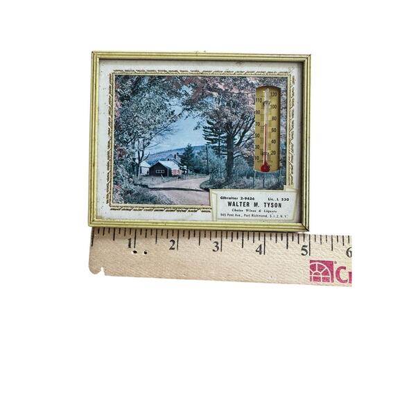 1940s 50s Vintage Advertising Thermometer Wine Liquors Port Richmond NY 4x5 - Picture 12 of 12